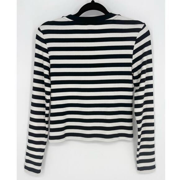 Industry Republic Clothing Black and White Striped Long Sleeve Top Size S - Picture 2 of 4